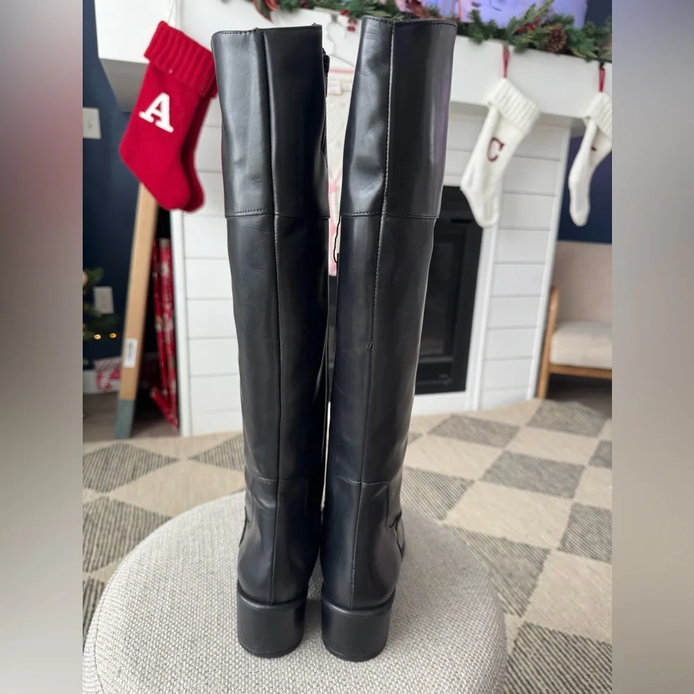 Emanuele Crasto Made in Italy Black Italian Leather Knee-High Riding Boots 8.5
